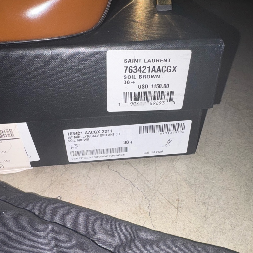 Saint Laurent Tan Stiletto Slingback Heels - Picture 5 of 8